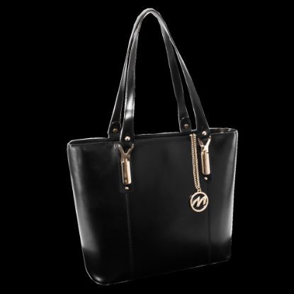 Picture of McKleinUSA M Series SAVARNA Leather Shoulder Tote With 7 1/2in x 10in Tablet Compartment, 14 1/2inH x 5inW x 13inD, Black