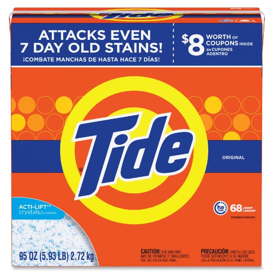 Picture of Tide Powder Laundry Detergent - For Clothing, Laundry - Concentrate - 95 oz (5.94 lb) - Original Scent - 3 / Carton - Orange