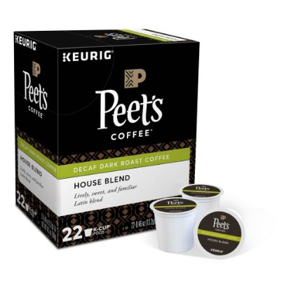 Picture of Peets Coffee & Tea Single-Serve Coffee K-Cup Pods, Decaffeinated, House Blend, Carton Of 22