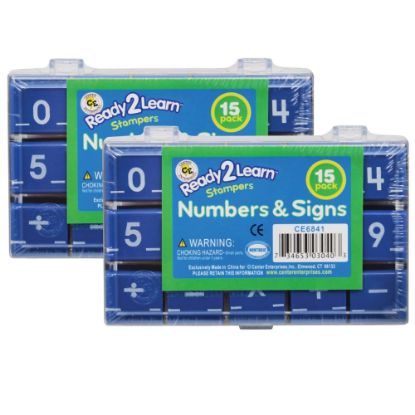 Picture of Ready 2 Learn Numbers And Signs Stamps, 1in, 15 Stamps Per Set, Pack Of 2 Sets