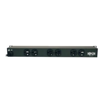 Picture of Tripp Lite Power Strip Rackmount Metal 120V 5-15R 6 Rear Face Outlet 1URM - Power strip (rack-mountable) - AC 120 V - input: NEMA 5-15 - output connectors: 6 (NEMA 5-15) - 1U - 19in - 15 ft cord - black