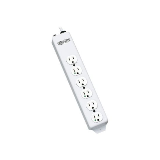 Picture of Tripp Lite Safe-IT Power Strip Hospital Medical Antimicrobial 120V 5-15R-HG 6 Outlet 15ft Cord Metal - Power distribution strip - 15 A - AC 120 V - input: NEMA 5-15 - output connectors: 6 (NEMA 5-15) - 15 ft cord - white