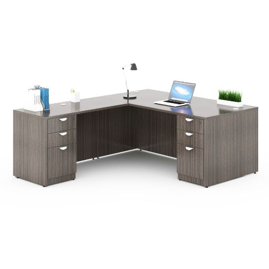 Picture of Boss Office Products Holland Series 71inW Executive L-Shaped Corner Desk With 2 File Storage Pedestals, Driftwood