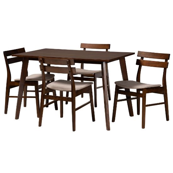 Picture of Baxton Studio Eleri Dining Set, 29-1/2inH x 47-1/4inW x 29-1/2inD, Light Beige/Walnut