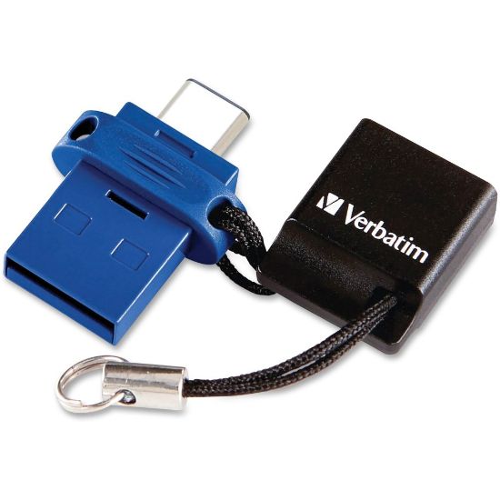 Picture of Verbatim 32GB Store "n Go Dual USB 3.0 Flash Drive for USB-C Devices - Blue - 32GB - Blue