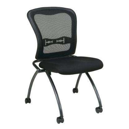 Picture of Office Star Folding Chair With Casters, Deluxe With Mesh Back, Coal/Titanium, Set Of 2