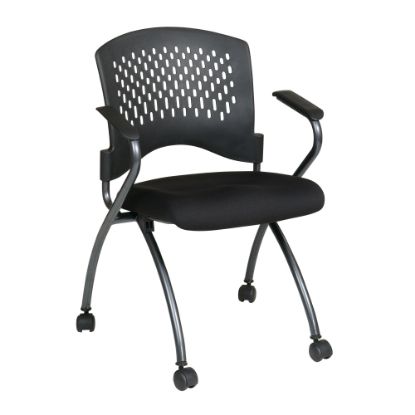 Picture of Office Star Folding Chair With Casters, Deluxe, Coal/Titanium, Set Of 2