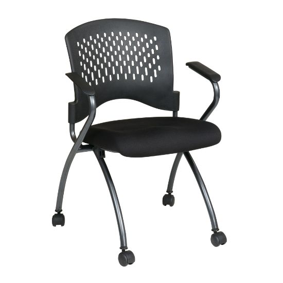 Picture of Office Star Folding Chair With Casters, Deluxe, Coal/Titanium, Set Of 2