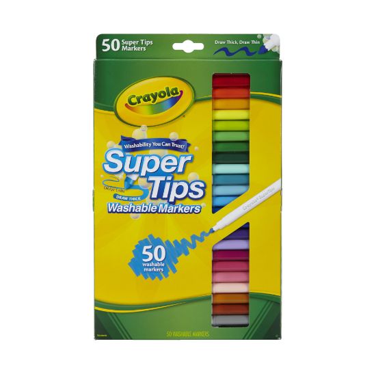 Picture of Crayola Super Tips Washable Markers, Conical Point, Assorted Classic Colors, Box Of 50