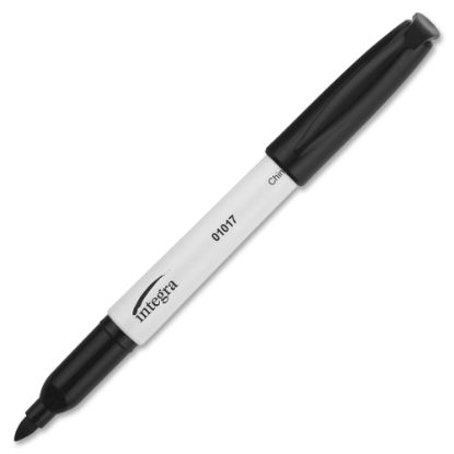 Picture of Integra Bullet Tip Dry-erase Whiteboard Markers - Bullet Marker Point Style - Black Alcohol Based Ink - Black Barrel - 12 / Dozen