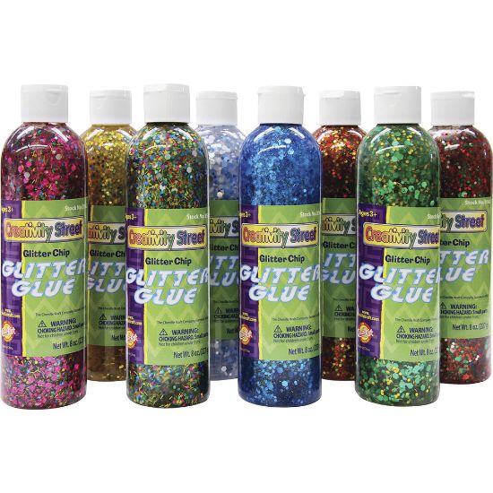 Picture of Creativity Street Glitter Chip Glue, 8 Oz, Assorted Colors, Pack Of 8