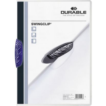 Picture of DURABLE SWINGCLIP Report Cover - Letter Size 8 1/2in x 11in - 30 Sheet Capacity - Punchless - Vinyl - Dark Blue Clip