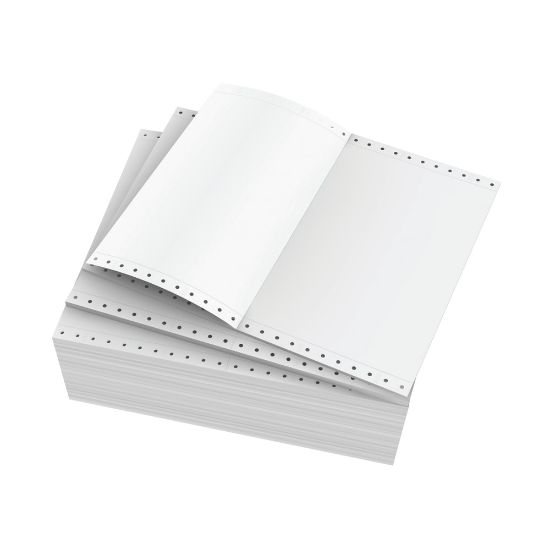 Picture of Domtar Continuous Form Paper, Standard Perforation, 5 1/2in x 9 1/2in, 20 Lb, Blank White, Carton Of 5,400 Forms