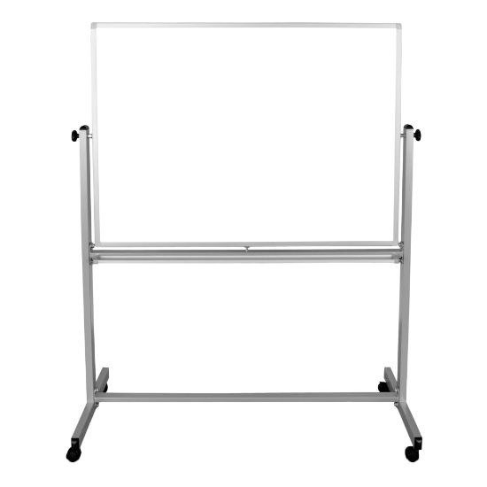 Picture of Luxor Double-Sided Magnetic Mobile Dry-Erase Whiteboard, 48in x 36in, Aluminum Frame With Silver Finish