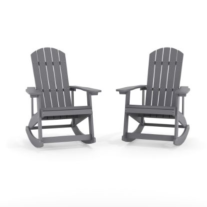 Picture of Flash Furniture Savannah All-Weather Adirondack Rocking Chairs, Light Gray, Set Of 2 Chairs