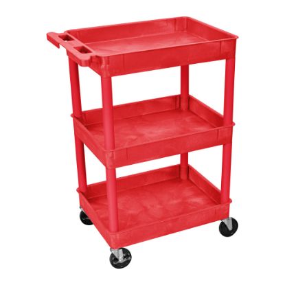 Picture of Luxor 3-Shelf Tub Cart, 36 1/2inH x 24inW x 18inD, Red