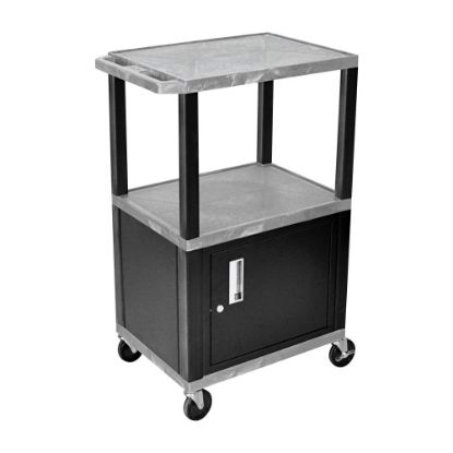 Picture of H. Wilson Luxor Tuffy 3-Shelf Audio/Video Cart With Cabinet, 42inH x 24inW x 18inD, Gray