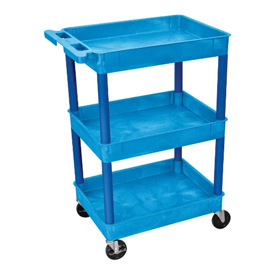 Picture of Luxor 3-Shelf Tub Cart, 36 1/2inH x 24inW x 18inD, Blue