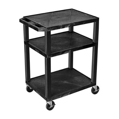 Picture of H. Wilson Luxor Tuffy 3-Shelf Cart, 24inW x 18inD, Black