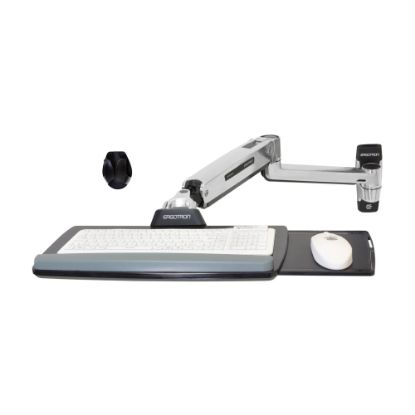 Picture of Ergotron LX - Mounting kit (mouse holder, wrist rest, keyboard tray, sit-stand arm, slide-out mouse tray, base, extension) - for keyboard / mouse - polished aluminum - wall-mountable - for P/N: 45-353-026