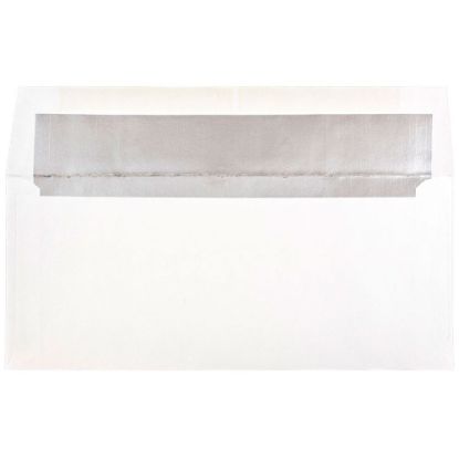 Picture of JAM Paper Foil-Lined Envelopes, 3 7/8in x 8 1/8in, Gummed Seal, White/Silver Lining, Pack Of 25