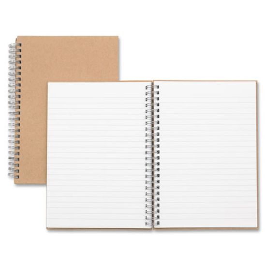 Picture of Nature Saver Hardcover Twin Wire Notebooks - 80 Sheets - Wire Bound - 0.25in Ruled - Ruled - 22 lb Basis Weight - 8 1/4in x 5 7/8in - Brown Cover - Kraft Cover - Hard Cover, Heavyweight, Micro Perforated - Recycled - 1Each