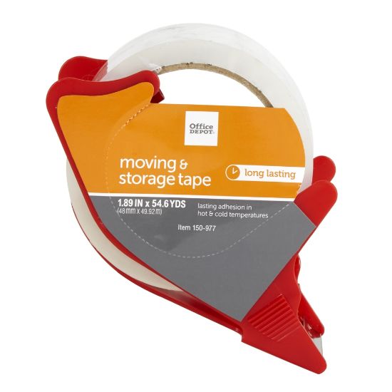 Picture of Office Depot Brand Moving & Storage Packing Tape With Dispenser, 1.89in x 54.6 Yd., Crystal Clear