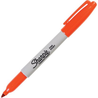 Picture of Sharpie Pen-Style Permanent Marker, Fine Point, Orange Ink, Pack Of 12 Pens