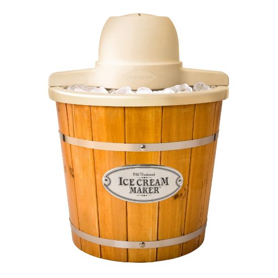 Picture of Nostalgia Electrics WICM4L Electric Wood Bucket Ice Cream Maker, Brown