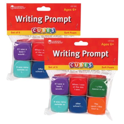 Picture of Learning Resources Writing Prompt Cubes, 1-5/8in, Assorted Colors, 6 Cubes Per Set, Pack Of 2 Sets