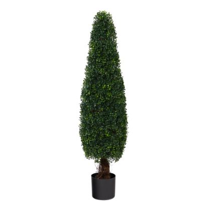 Picture of Nearly Natural Boxwood Topiary 4'H Artificial Tree With Planter, 48inH x 11inW x 11inD, Green/Black