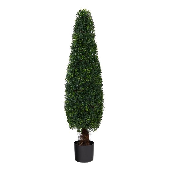 Picture of Nearly Natural Boxwood Topiary 4'H Artificial Tree With Planter, 48inH x 11inW x 11inD, Green/Black