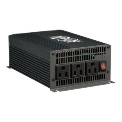 Picture of Tripp Lite Ultra-Compact Inverter 700W 12V DC to 120V AC 3 Outlets 5-15R - DC to AC power inverter - 12 V - 700 Watt - output connectors: 3 - metallic gray