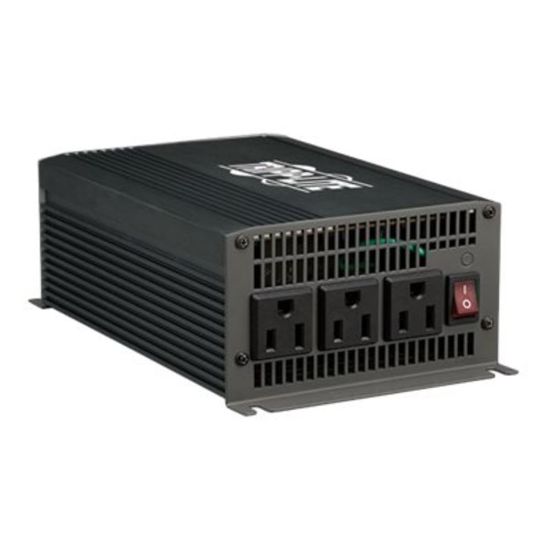 Picture of Tripp Lite Ultra-Compact Inverter 700W 12V DC to 120V AC 3 Outlets 5-15R - DC to AC power inverter - 12 V - 700 Watt - output connectors: 3 - metallic gray