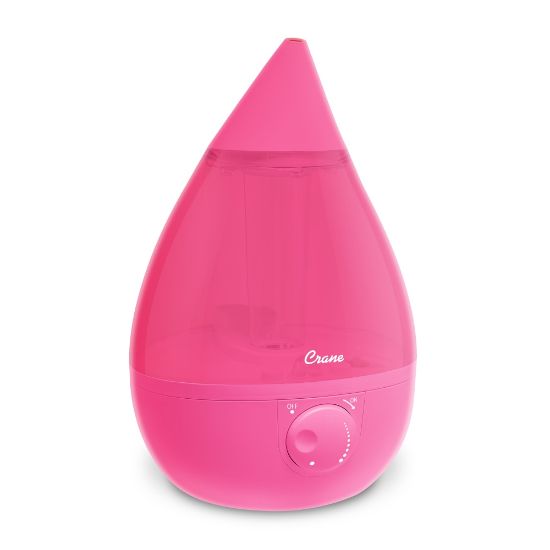 Picture of Crane Drop Ultrasonic Cool Mist Humidifier, 1 Gallon, 8-5/8inH x 8-5/8inW x 13-3/8inD, Pink