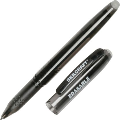 Picture of SKILCRAFT Erasable Gel Stick Pens, 0.5 mm, Translucent Barrel, Black Ink, 12 Pens Per Pack, Case Of 12 Packs