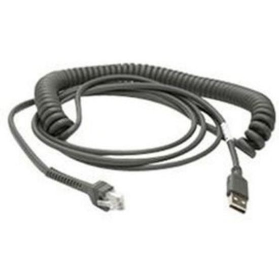 Picture of Zebra Cable - USB: Series A Connector, 9ft. (2.8m) Coiled - 9 ft USB Data Transfer Cable - First End: 1 x 4-pin USB Type A - 1