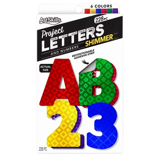 Picture of ArtSkills 100% Recycled Quick Letters, 2in, Assorted Holographic Colors, Pack Of 216