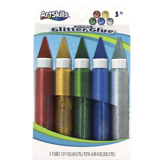 Picture of ArtSkills Jumbo Glitter Glue, Assorted Classic Colors, Pack of 5