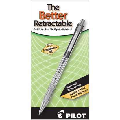 Picture of Pilot Better Retractable Ballpoint Pens, Medium Point, 1.0 mm, Translucent Black Barrel, Black Ink, Pack Of 12 Pens