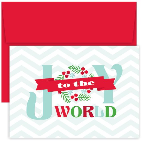 Picture of Great Papers! Holiday Greeting Cards With Envelopes, 7 7/8in x 5 5/8in, Joy To The World, Pack Of 18