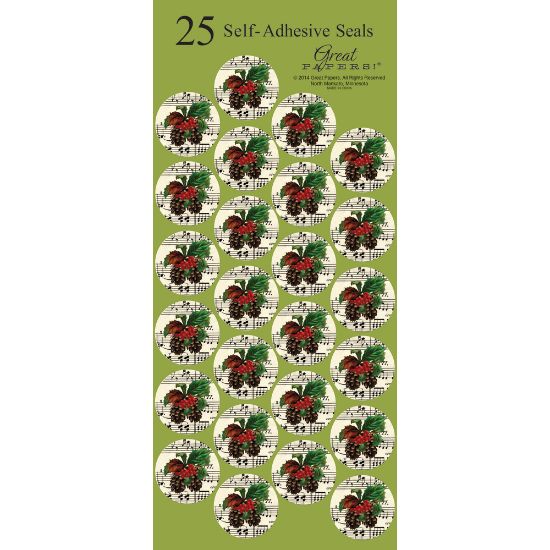 Picture of Great Papers! Holiday Seals, 1in, Brown/Green/Red, Pinecone Garland, Pack Of 50