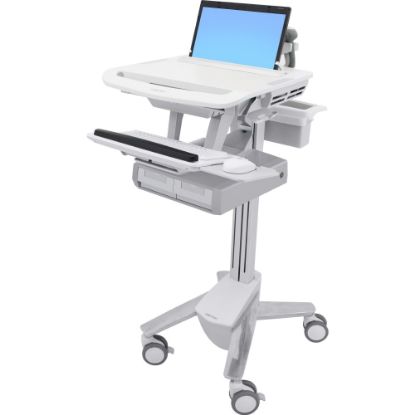 Picture of Ergotron StyleView Laptop Cart, 2 Drawers (2x1) - 2 Drawer - 20 lb Capacity - 4 Casters - Plastic, Aluminum, Zinc Plated Steel - Aluminum