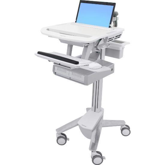 Picture of Ergotron StyleView Laptop Cart, 2 Drawers (2x1) - 2 Drawer - 20 lb Capacity - 4 Casters - Plastic, Aluminum, Zinc Plated Steel - Aluminum