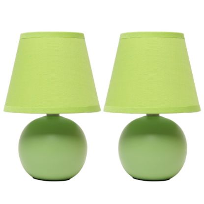 Picture of Simple Designs  Mini Ceramic Globe Table Lamp, 8.66inH, Green, 2pk