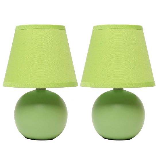 Picture of Simple Designs  Mini Ceramic Globe Table Lamp, 8.66inH, Green, 2pk