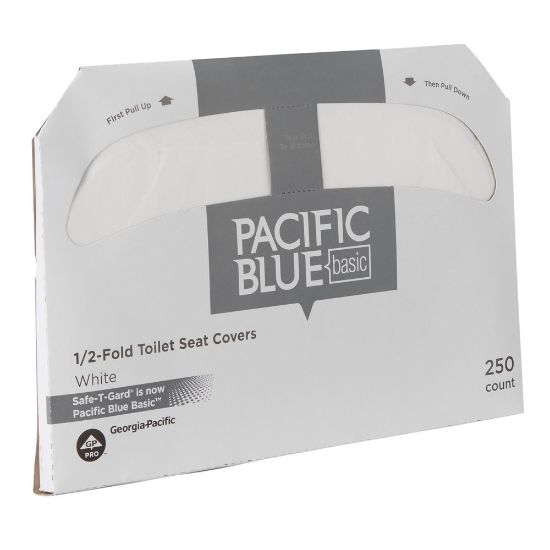 Picture of PACIFIC BLUE BASIC 1/2-FOLD TOILET SEAT COVER BY GP PRO (GEORGIA-PACIFIC), WHITE, 5,000 COVERS PER CASE