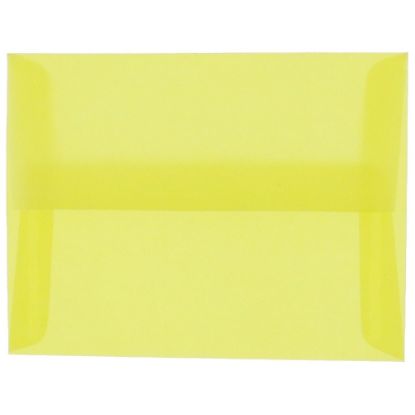 Picture of JAM Paper Translucent Envelopes, #4 Bar (A1), Gummed Seal, Primary Yellow, Pack Of 25