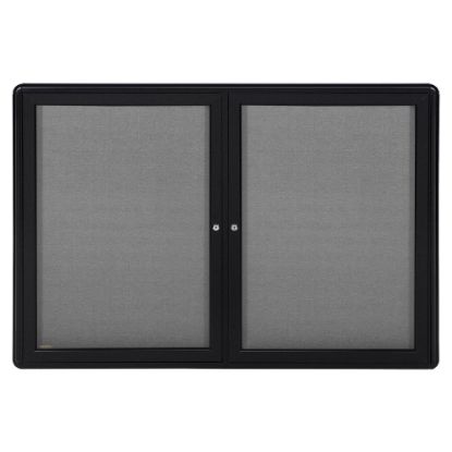 Picture of Ghent 2-Door Ovation Enclosed Fabric Tackboard, 34in x 47in, Aluminum Frame With Black Finish