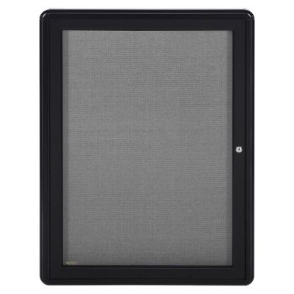 Picture of Ghent 1-Door Ovation Enclosed Fabric Tackboard, 34in x 24in, Aluminum Frame With Black Finish